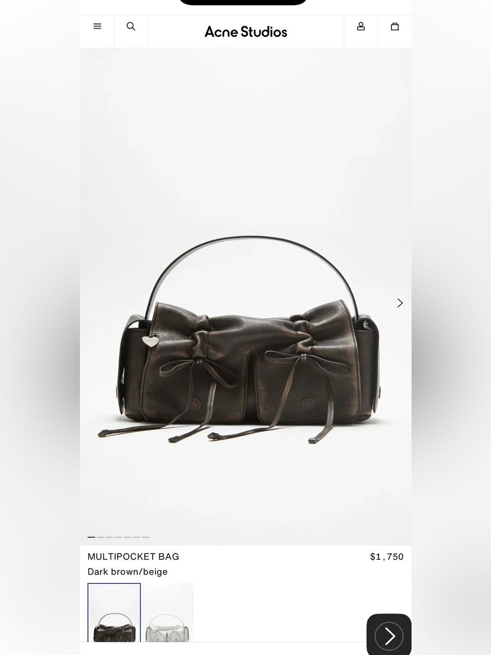 Acne Dark Brown Multipocket Shoulder Bag with Drawstring Pockets
